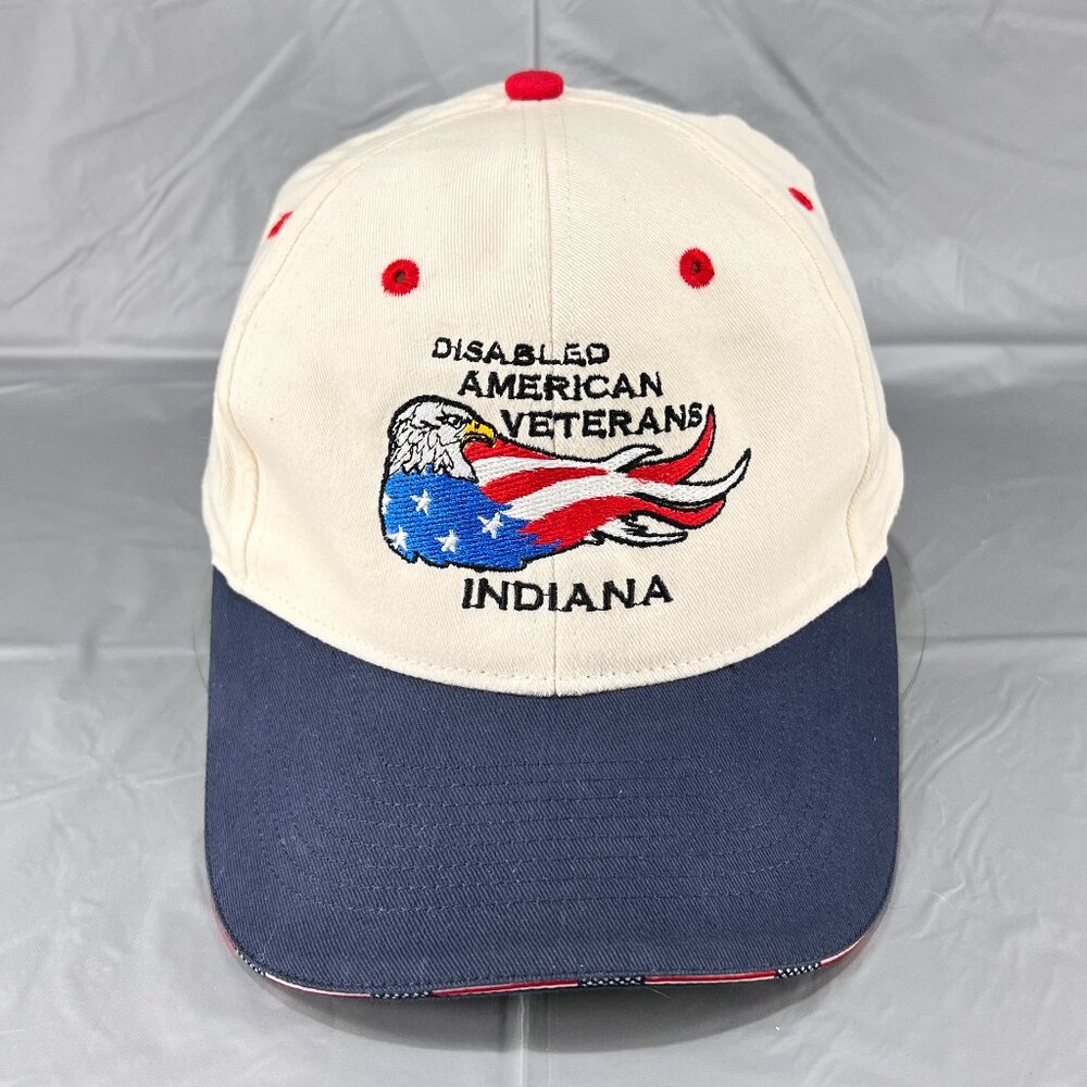 Disable American Veterans Indiana Strap Back Hat Cap Falcon Ivory Military Mens
